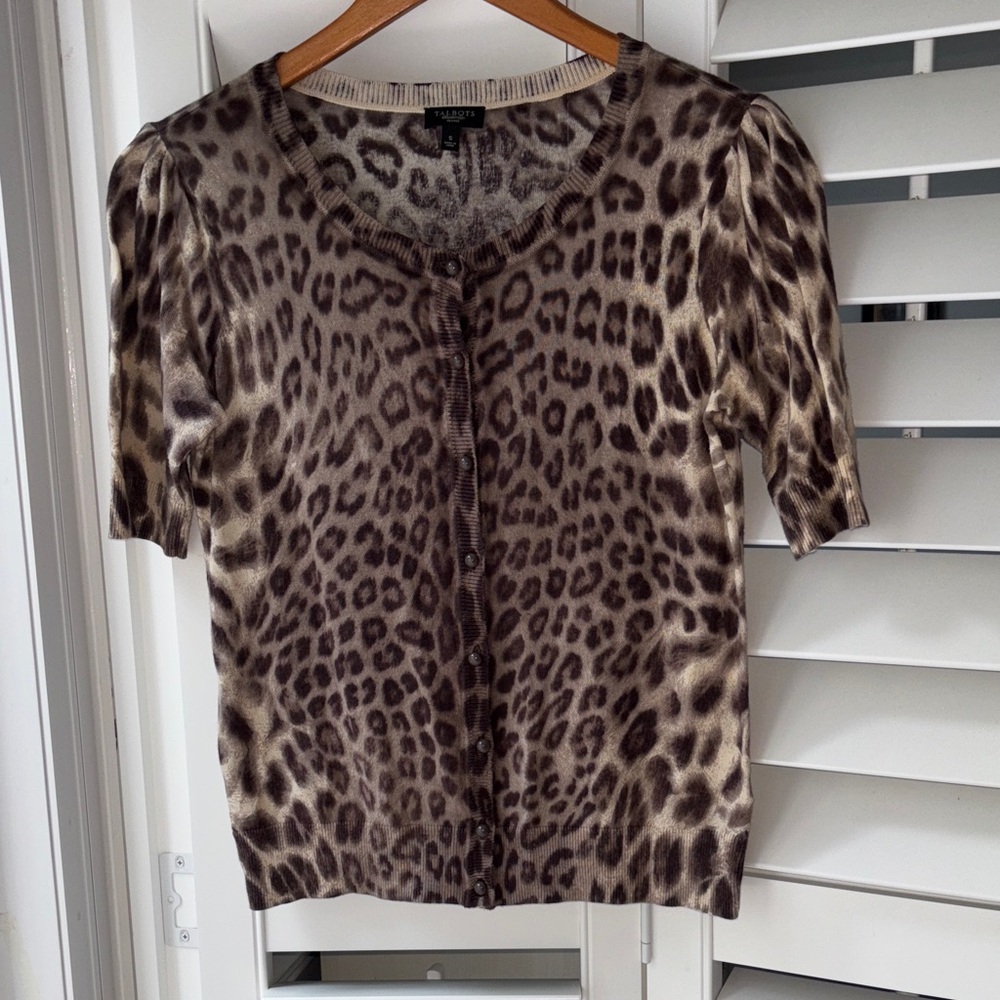 Talbots Brown Leopard Print Button-Up Shirt